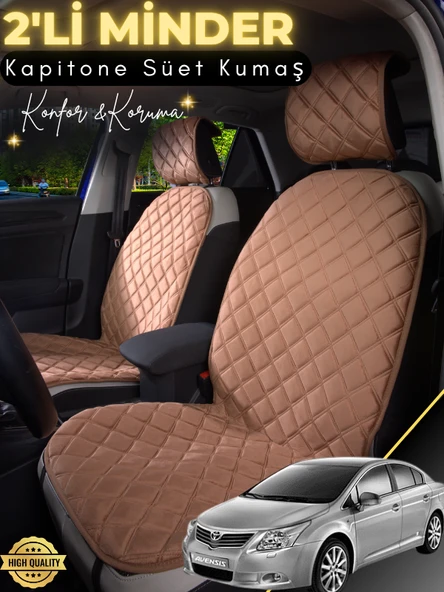 MİRCEM Toyota Avensis Uyumlu 2'li Süet Oto Koltuk Minderi | Terletmez | Universal | Tam Koruma | A5 Kahverengi ürün görseli 1