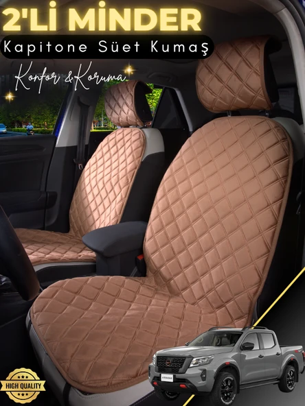 MİRCEM Nissan Navara Uyumlu 2'li Süet Oto Koltuk Minderi | Tam Koruma | Hızlı Montaj | Su Geçirmez | A5 Kahverengi ürün görseli 1