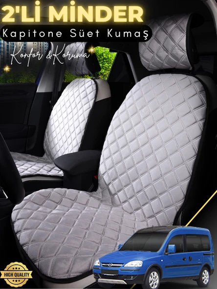 MİRCEM Opel Combo Uyumlu 2'li Süet Oto Koltuk Minderi | Terletmez | Universal | Oto Aksesuar | A3 Gri ürün görseli 1