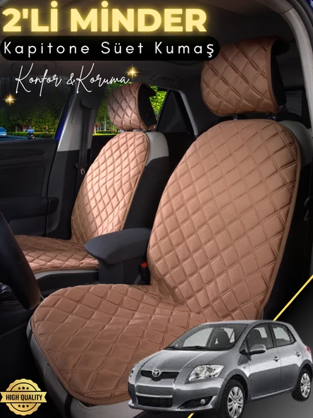 MİRCEM Toyota Auris Uyumlu 2'li Süet Oto Koltuk Minderi | Terletmez | Universal | Tam Koruma | A1 Kahverengi ürün görseli 1
