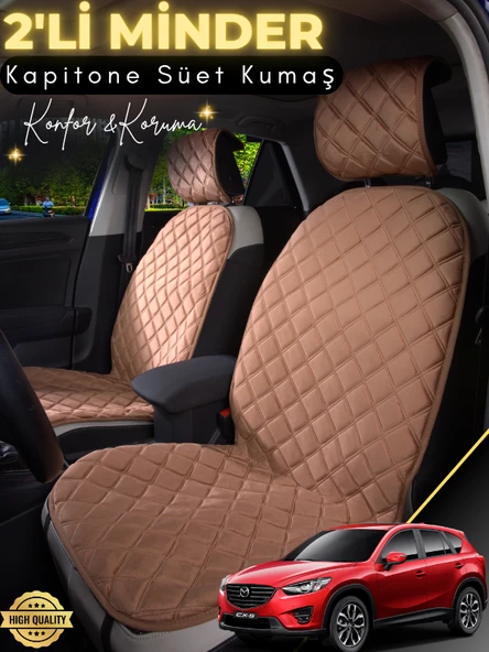 MİRCEM Mazda Cx5 Uyumlu 2'li Süet Oto Koltuk Minderi | Tam Koruma | Hızlı Montaj | Su Geçirmez | A1 Kahverengi ürün görseli 1