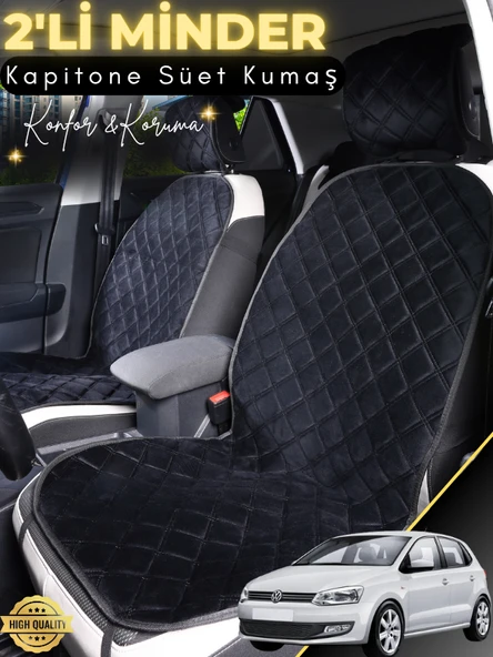 MİRCEM Volkswagen Polo Uyumlu 2'li Süet Oto Koltuk Minderi | Terletmez | Universal | Oto Aksesuar | A6 Siyah ürün görseli 1