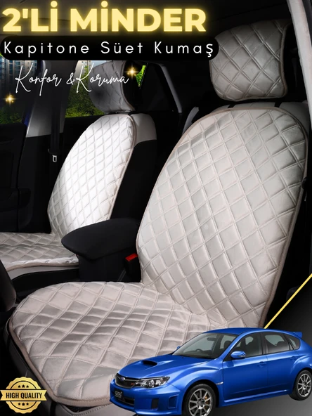 MİRCEM Subaru İmprezza Uyumlu 2'li Süet Oto Koltuk Minderi | Terletmez | Universal | Su Geçirmez | A4 Bej ürün görseli 1