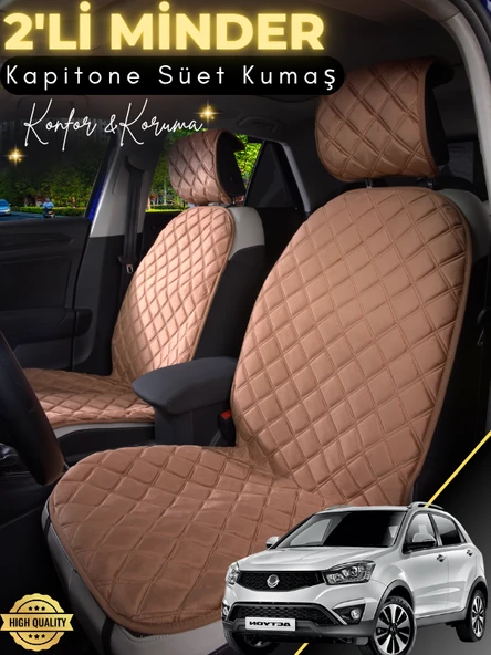 MİRCEM Ssangyong Actyon Uyumlu 2'li Süet Oto Koltuk Minderi | Terletmez | Universal | Oto Aksesuar | A1 Kahverengi ürün görseli 1