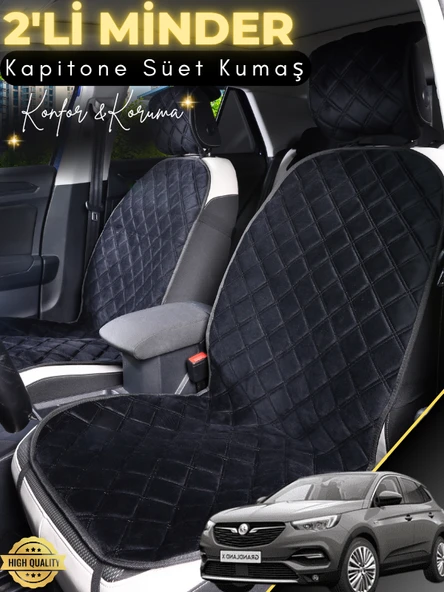 MİRCEM Opel Grandland X Uyumlu 2'li Süet Oto Koltuk Minderi | Terletmez | Universal | Oto Aksesuar | A2 Siyah ürün görseli 1