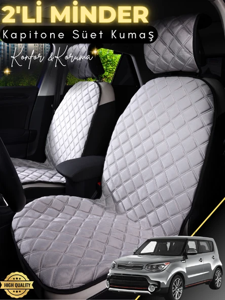 MİRCEM Kia Soul Uyumlu 2'li Süet Oto Koltuk Minderi | Universal | Hızlı Montaj | Su Geçirmez | A3 Gri ürün görseli 1