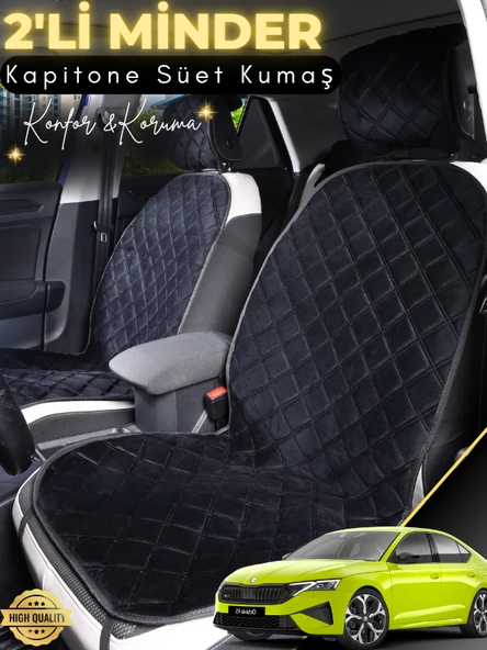 MİRCEM Skoda Octavia 4 Uyumlu 2'li Süet Oto Koltuk Minderi | Terletmez | Universal | Oto Aksesuar | A2 Siyah ürün görseli 1