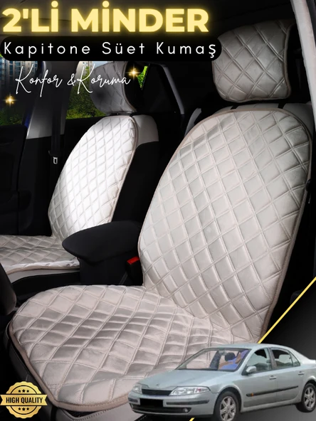 MİRCEM Renault Laguna 1 Uyumlu 2'li Süet Oto Koltuk Minderi | Terletmez | Universal | Tam Koruma | A4 Bej ürün görseli 1