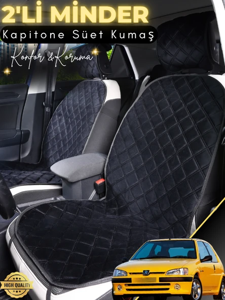 MİRCEM Peugeot 106 Uyumlu 2'li Süet Oto Koltuk Minderi | Terletmez | Universal | Oto Aksesuar | A2 Siyah ürün görseli 1