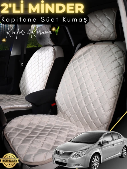 MİRCEM Toyota Avensis Uyumlu 2'li Süet Oto Koltuk Minderi | Terletmez | Universal | Tam Koruma | A8 Bej ürün görseli 1