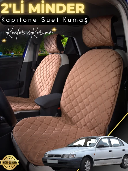 MİRCEM Toyota Carina Uyumlu 2'li Süet Oto Koltuk Minderi | Terletmez | Universal | Tam Koruma | A1 Kahverengi ürün görseli 1