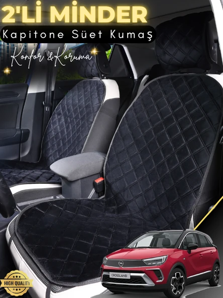 MİRCEM Opel Crossland Uyumlu 2'li Süet Oto Koltuk Minderi | Terletmez | Universal | Tam Koruma | A2 Siyah ürün görseli 1