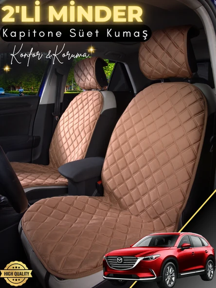 MİRCEM Mazda Cx9 Uyumlu 2'li Süet Oto Koltuk Minderi | Terletmez | Universal | Su Geçirmez | A1 Kahverengi ürün görseli 1