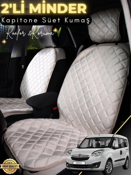 MİRCEM Opel Combo Uyumlu 2'li Süet Oto Koltuk Minderi | Terletmez | Kolay Montaj | Oto Aksesuar | A4 Bej ürün görseli 1