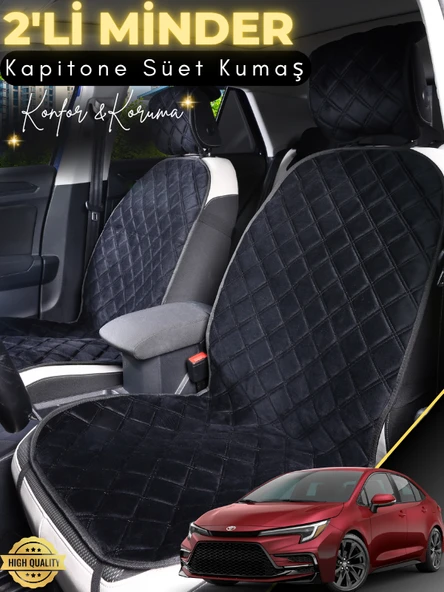 MİRCEM Toyota Corolla SE Sedan Uyumlu 2'li Süet Oto Koltuk Minderi | Universal | Oto Aksesuar | A2 Siyah ürün görseli 1
