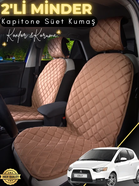 MİRCEM Mitsubishi Colt Uyumlu 2'li Süet Oto Koltuk Minderi | Universal | Hızlı Montaj | Su Geçirmez | A1 Kahverengi ürün görseli 1