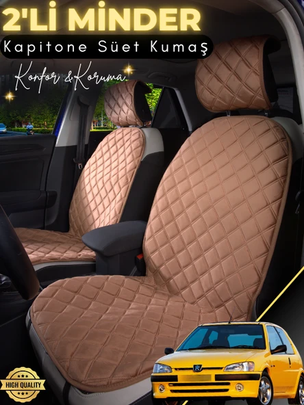 MİRCEM Peugeot 106 Uyumlu 2'li Süet Oto Koltuk Minderi | Terletmez | Universal | Oto Aksesuar | A1 Kahverengi ürün görseli 1