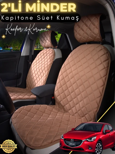 MİRCEM Mazda 2 Uyumlu 2'li Süet Oto Koltuk Minderi | Terletmez | Kolay Montaj | Oto Aksesuar | A1 Kahverengi ürün görseli 1