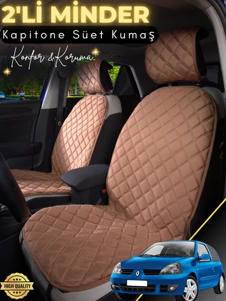 MİRCEM Renault Clio 2 Uyumlu 2'li Süet Oto Koltuk Minderi | Terletmez | Universal | Su Geçirmez | A1 Kahverengi ürün görseli 1