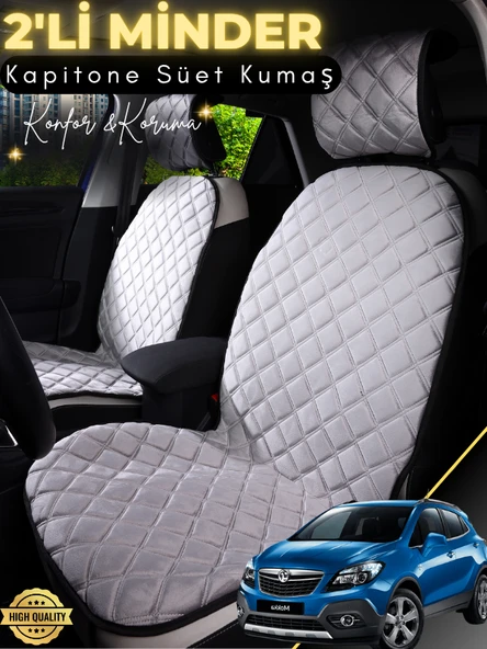 MİRCEM Opel Mokka Uyumlu 2'li Süet Oto Koltuk Minderi | Terletmez | Universal | Tam Koruma | A3 Gri ürün görseli 1