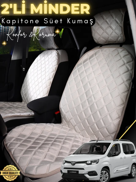 MİRCEM Toyota Proecity Uyumlu 2'li Süet Oto Koltuk Minderi | Terletmez | Universal | Su Geçirmez | A4 Bej ürün görseli 1