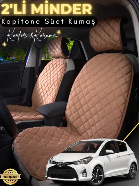 MİRCEM Toyota Yaris Uyumlu 2'li Süet Oto Koltuk Minderi | Terletmez | Universal | Oto Aksesuar | A1 Kahverengi ürün görseli 1