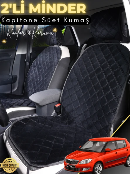 MİRCEM Skoda Fabia 2 Uyumlu 2'li Süet Oto Koltuk Minderi | Tam Koruma | Hızlı Montaj | Su Geçirmez | A2 Siyah ürün görseli 1
