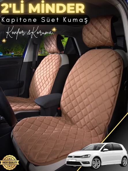 MİRCEM Volkswagen Golf 6 Uyumlu 2'li Süet Oto Koltuk Minderi | Terletmez | Universal | Su Geçirmez | A1 Kahverengi ürün görseli 1