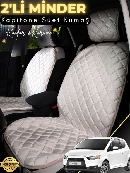 MİRCEM Mitsubishi Colt Uyumlu 2'li Süet Oto Koltuk Minderi | Universal | Hızlı Montaj | Su Geçirmez | A4 Bej ürün görseli 1