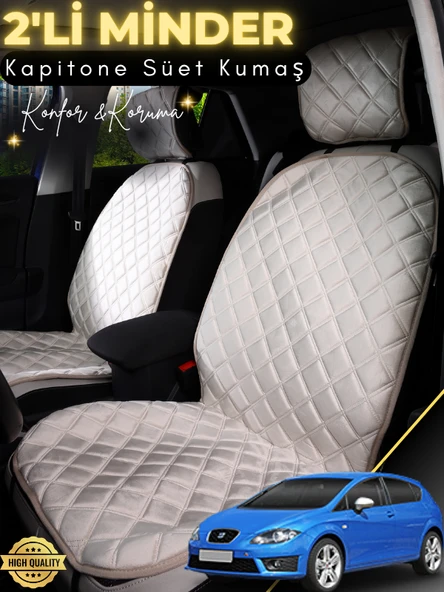 MİRCEM Seat Leon Uyumlu 2'li Süet Oto Koltuk Minderi | Terletmez | Kolay Montaj | Oto Aksesuar | A4 Bej ürün görseli 1
