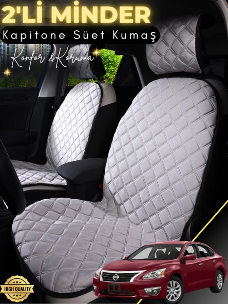 MİRCEM Nissan Altima Uyumlu 2'li Süet Oto Koltuk Minderi | Tam Koruma | Hızlı Montaj | Su Geçirmez | A7 Gri ürün görseli 1