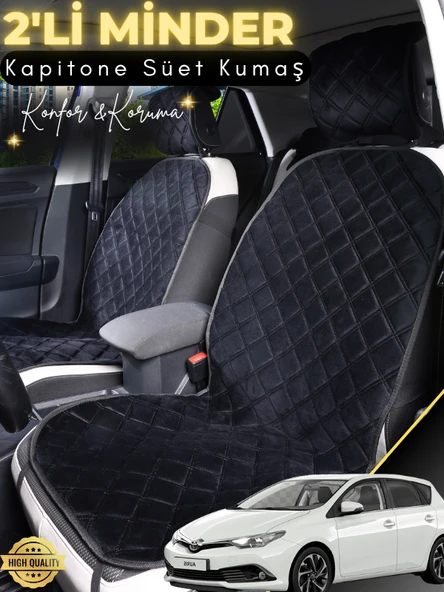 MİRCEM Toyota Auris Uyumlu 2'li Süet Oto Koltuk Minderi | Terletmez | Universal | Tam Koruma | A6 Siyah ürün görseli 1