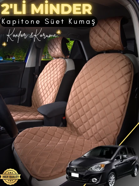 MİRCEM Mitsubishi Colt Uyumlu 2'li Süet Oto Koltuk Minderi | Universal | Hızlı Montaj | Su Geçirmez | A5 Kahverengi ürün görseli 1
