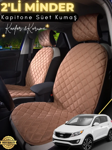 MİRCEM Kia Sportage Uyumlu 2'li Süet Oto Koltuk Minderi | Terletmez | Universal | Oto Koltuk Kılıfı | A5 Kahverengi ürün görseli 1