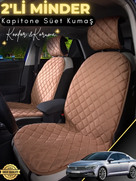 MİRCEM Volkswagen Passat B8,5 Uyumlu 2'li Süet Oto Koltuk Minderi | Terletmez | Universal | Su Geçirmez |A1 Kahverengi ürün görseli 1