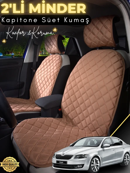 MİRCEM Skoda Octavia 3 Uyumlu 2'li Süet Oto Koltuk Minderi | Terletmez | Universal | Oto Aksesuar | A1 Kahverengi ürün görseli 1