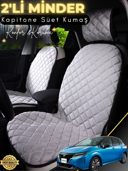 MİRCEM Nissan Note Uyumlu 2'li Süet Oto Koltuk Minderi | Terletmez | Kolay Montaj | Oto Koltuk Kılıfı | A7 Gri ürün görseli 1