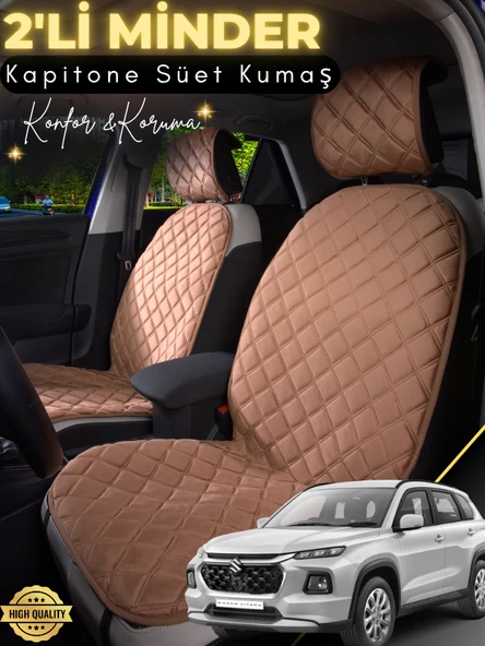 MİRCEM Suzuki Vitara Uyumlu 2'li Süet Oto Koltuk Minderi | Terletmez | Universal | Tam Koruma | A9 Kahverengi ürün görseli 1