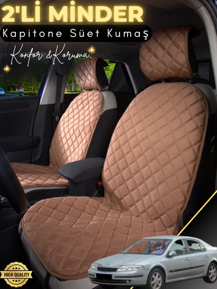 MİRCEM Renault Laguna 1 Uyumlu 2'li Süet Oto Koltuk Minderi | Terletmez | Universal | Tam Koruma | A1 Kahverengi ürün görseli 1