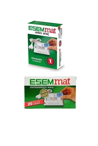 Esemmat Kablolu Otomatik Isı Kontrollü Cihaz + Sivrisinek Kovucu Tablet 20 Adet ürün görseli 1