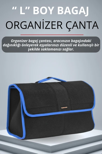 MİRCEM Oto Bagaj Çantası Büyük Boy Cırtlı Keçe Kumaş - Geniş Hacimli,Dayanıklı,Araç İçi Düzenleyici | A4 ürün görseli 1