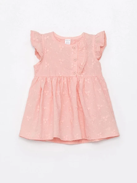 LCW baby Pembe Bisiklet Yaka Kız Bebek Elbise ürün görseli 1