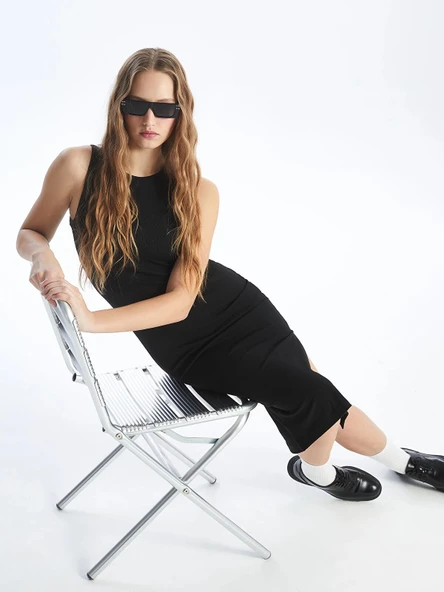 LCW Vision Siyah Bisiklet Yaka Kadın Bodycon Elbise ürün görseli 1