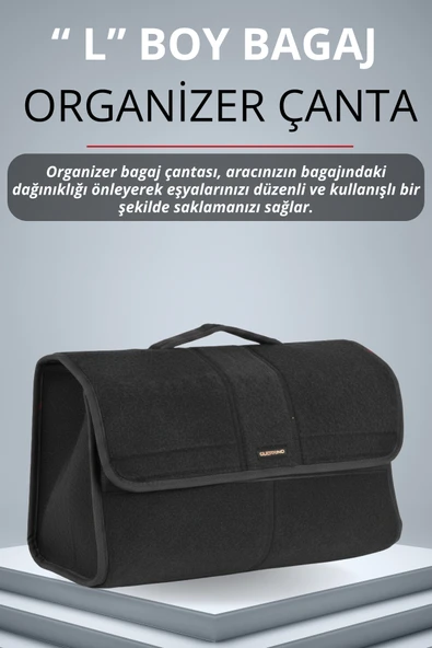 MİRCEM Oto Bagaj Çantası Büyük Boy Cırtlı Keçe Kumaş - Geniş Hacimli,Dayanıklı,Araç İçi Düzenleyici | A5 ürün görseli 1