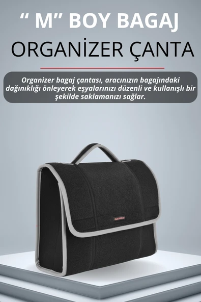 MİRCEM Oto Bagaj Çantası Orta Boy Cırtlı Keçe Kumaş - Geniş Hacimli,Dayanıklı,Araç İçi Düzenleyici | A2 ürün görseli 1