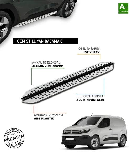 OPEL COMBO E UZUN ŞASE UYUMLU 2019 2020 2021 2022 2023 2024 2025 2026 2027 ARACA ÖZEL YAN BASAMAK ürün görseli 1