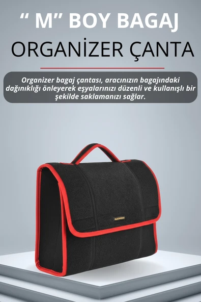 MİRCEM Oto Bagaj Çantası Orta Boy Cırtlı Keçe Kumaş - Geniş Hacimli,Dayanıklı,Araç İçi Düzenleyici | A5 ürün görseli 1
