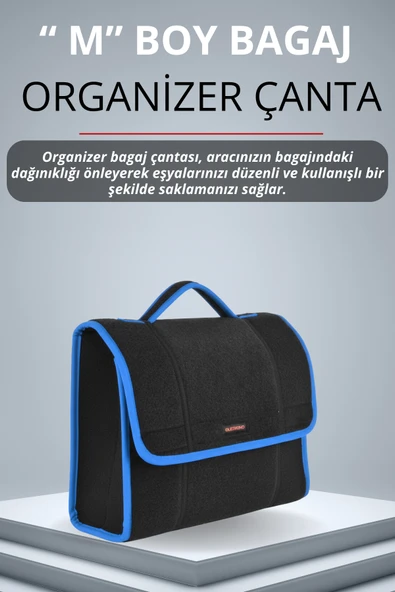 MİRCEM Oto Bagaj Çantası Orta Boy Cırtlı Keçe Kumaş - Geniş Hacimli,Dayanıklı,Araç İçi Düzenleyici | A3 ürün görseli 1