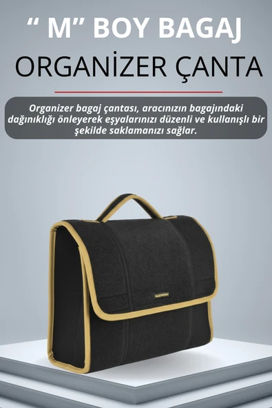 MİRCEM Oto Bagaj Çantası Orta Boy Cırtlı Keçe Kumaş - Geniş Hacimli,Dayanıklı,Araç İçi Düzenleyici | A1 ürün görseli 1