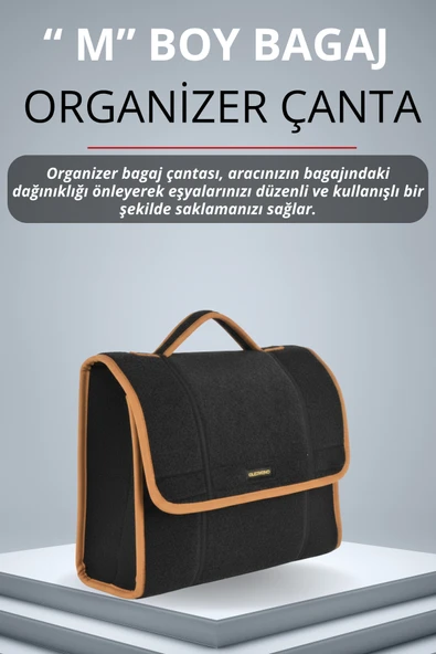 MİRCEM Oto Bagaj Çantası Orta Boy Cırtlı Keçe Kumaş - Geniş Hacimli,Dayanıklı,Araç İçi Düzenleyici | A6 ürün görseli 1